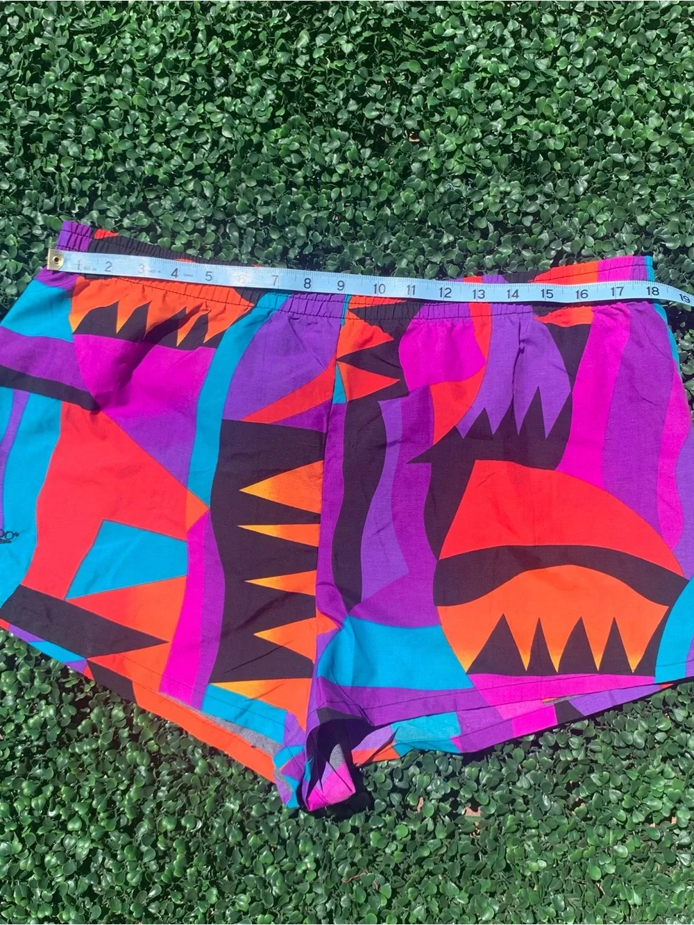Vintage SPEEDO Maximalist Geo Sunset Swim Trunks / Shorts - needs elastic repair
